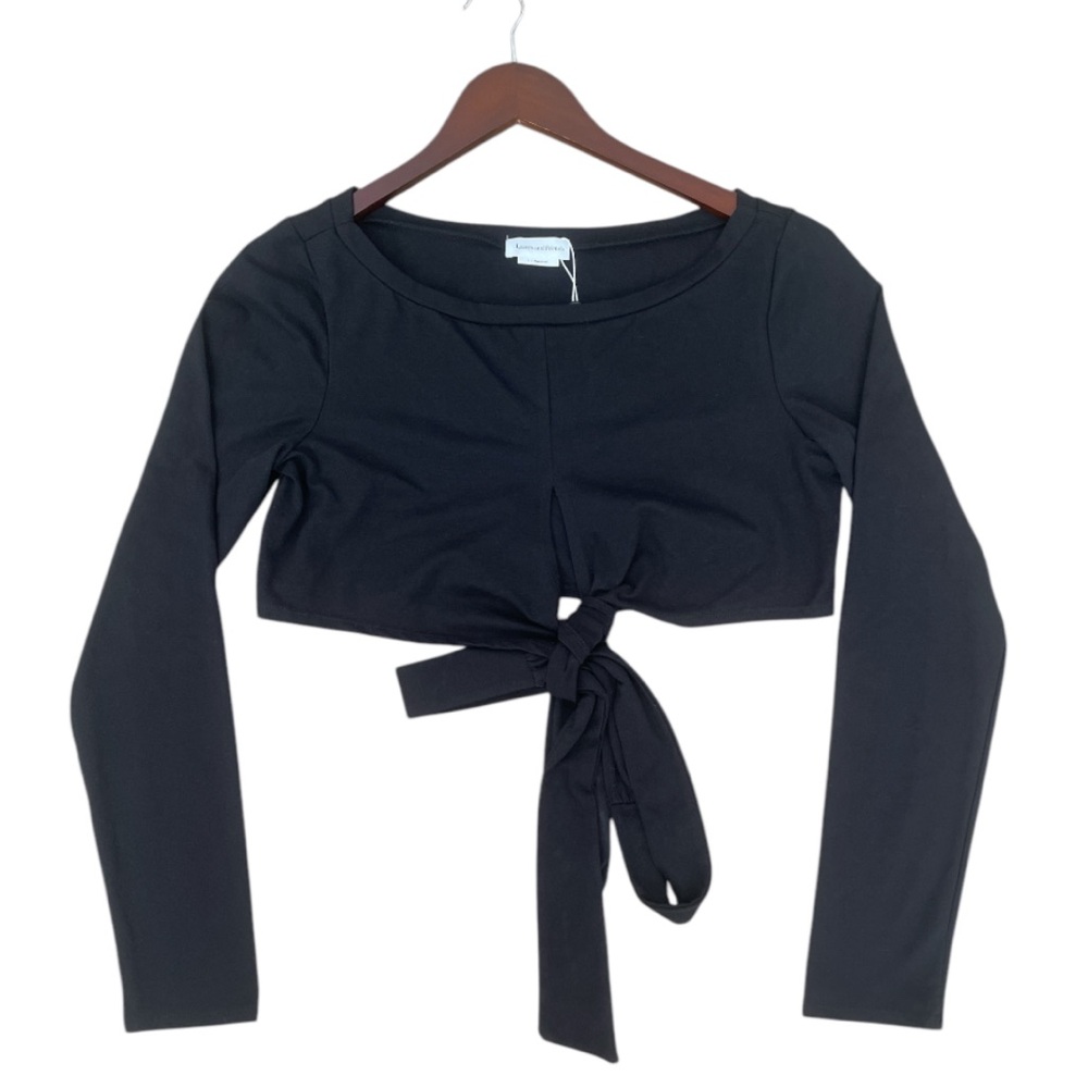 Lovers + Friends Clio Cutout Wrap Crop Top Black Large NWT